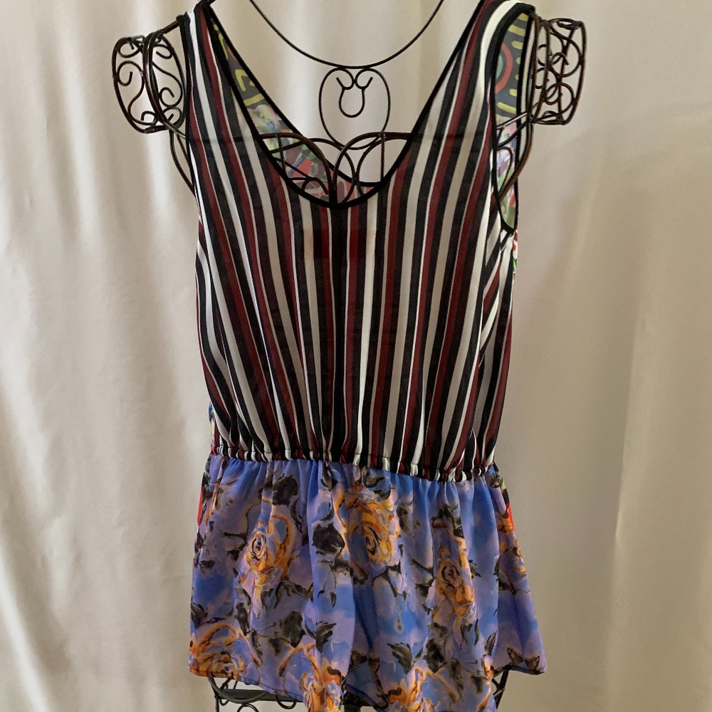 Multi Color And Print Drawstring Top - image 2